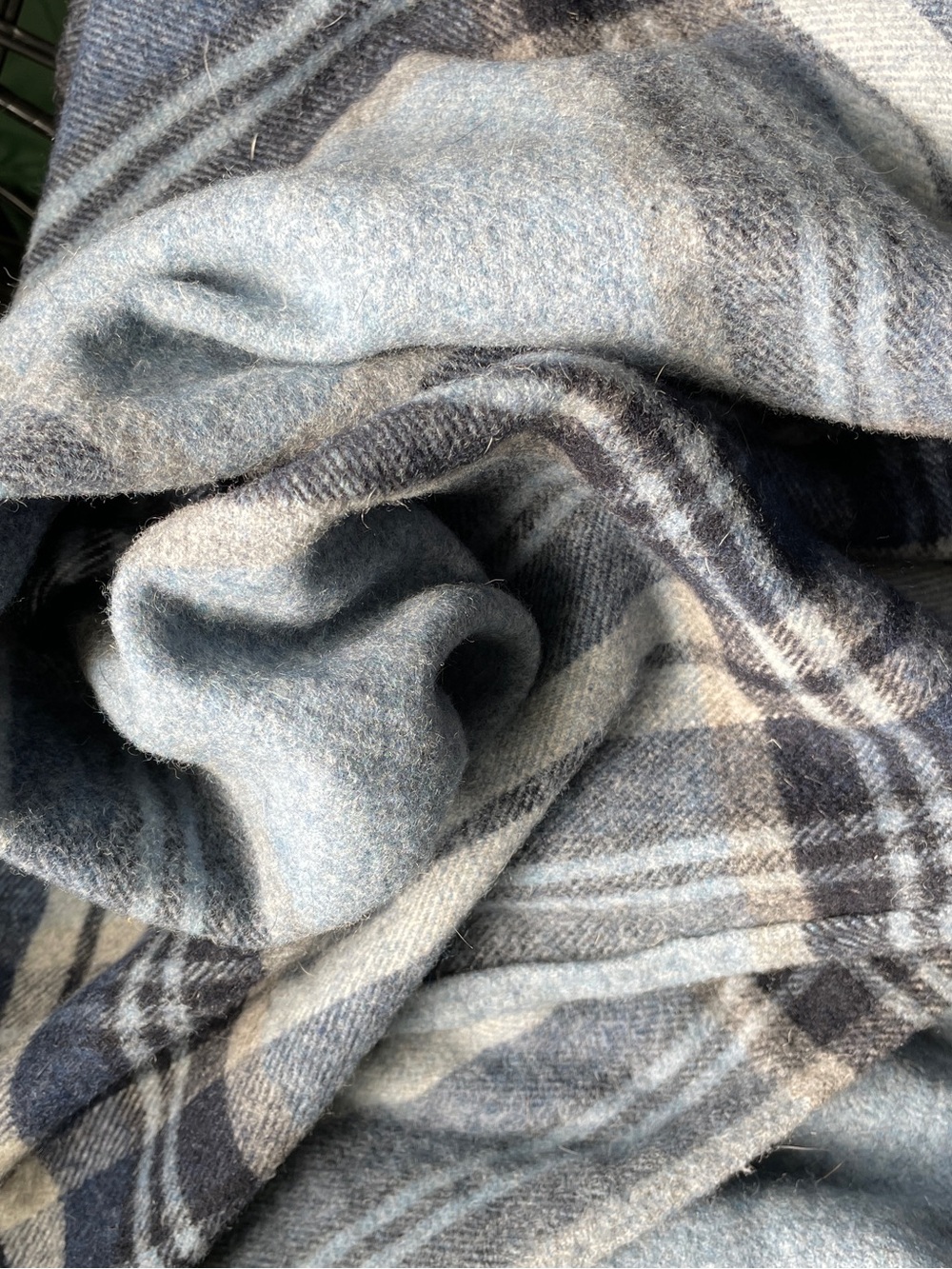 Lambs wool Roca Home Plaid Throw Blanket Blue Blend Fringe LN/NWOT - Picture 2 of 10